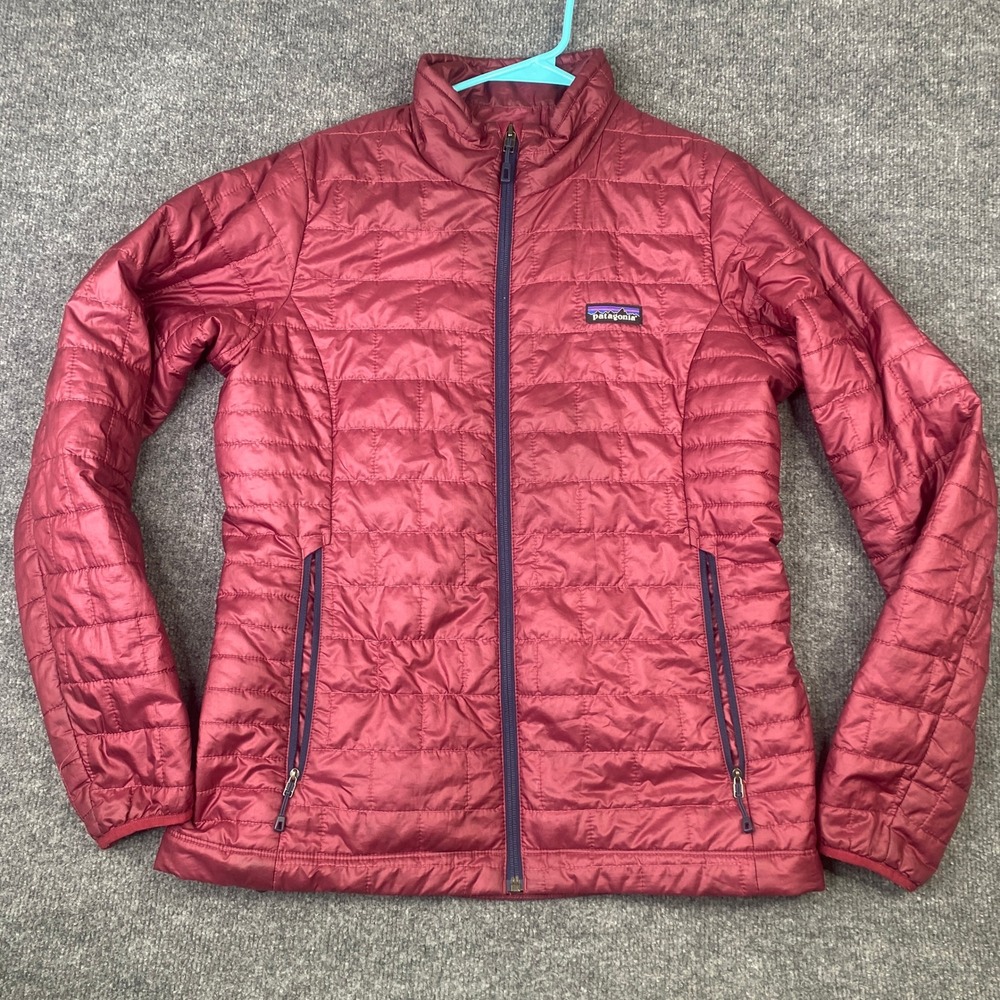 Patagonia Nano Puff Jacket Womens Medium Berry Burgundy Quilted Full Zip Puffer